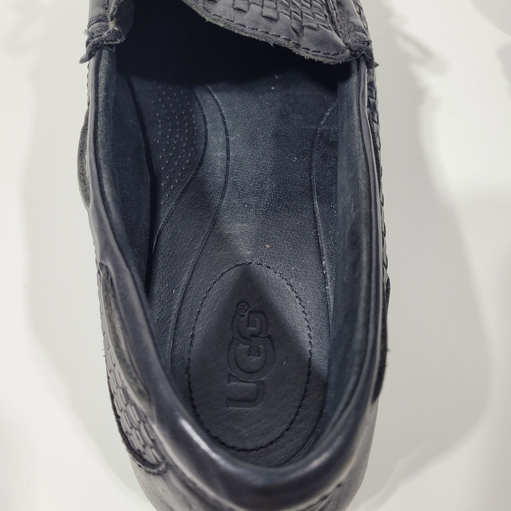 UGG Men’s Black Woven Leather Slip-On Loafers - Picture 15 of 16